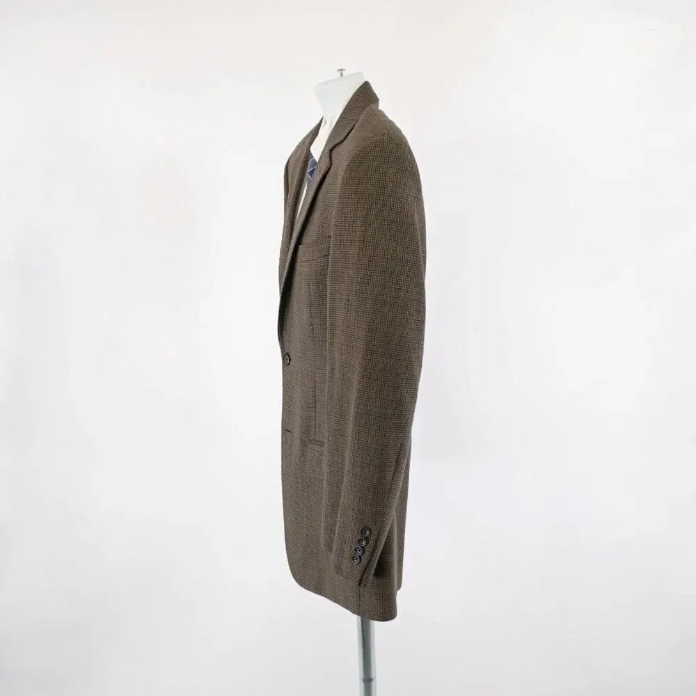 Pronto Uomo Brown Tan Tweed Wool Houndstooth Windowpane 40R 2 Button Sport Coat‎